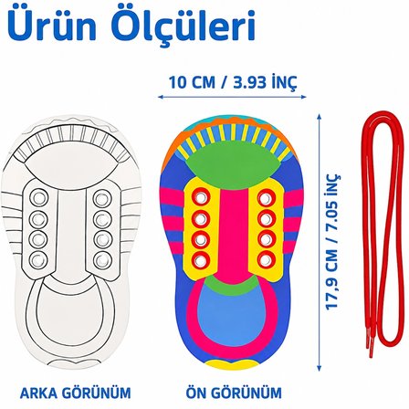 Tineke Montessori Ayakkabı Bağlama Eğitici Oyuncak İnce Motor Beceri Geliştirici Erkek ve Kız 3+ Yaş Çocuklar İçin 2 li