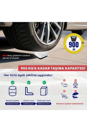 TİNEKE Robot Süpürge Mobilya Ayağı Ve Dolap Yükseltici Ayak Kaydırmaz Ve Yükseltici 4 Lü BEYAZ KARE 4 cm