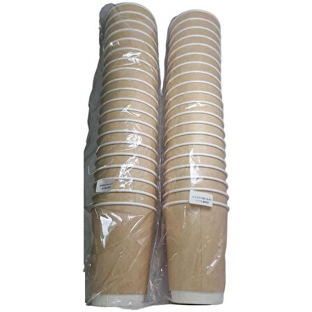 Multipak Double Wall Karton Kağıt Bardak Kraft 14 Oz 410ML Siyah Kapaklı 40 Adet