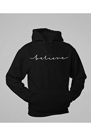 Believe Yazılı Unisex Oversize Hoodie