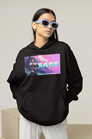 Sage Baskılı Unisex Oversize Vaalorant Hoodie
