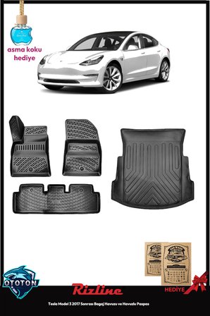 Tesla Model 3 2017 Sonrası Bagaj Havuzu&Havuzlu Paspas ve TON KOKU