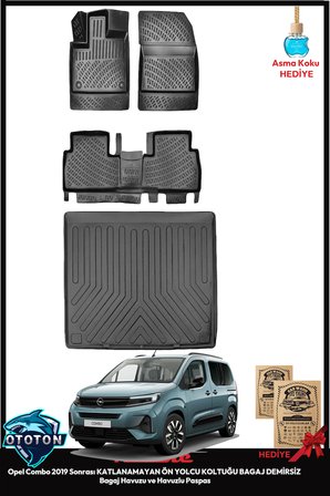Opel Combo 2019 Sonrası Katlanır Ön Koltuk DEMİRSİZ Bagaj Havuzu&Havuzlu Paspas ve TON KOKU