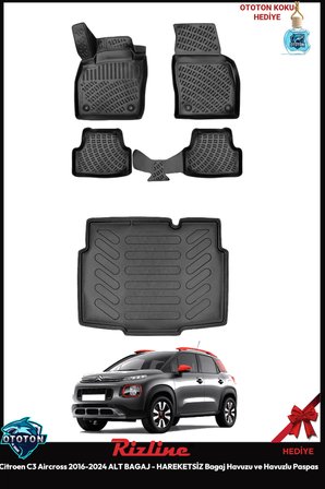 Citroen C3 Aircross 2016-2024 ALT BAGAJ - HAREKETSİZ Bagaj Havuzu&Havuzlu Paspas ve TON KOKU
