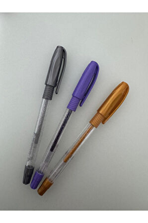 Jel Kalem Jely 1.0 MM Glıtter Simli 3Lü Gold Gümüş Mor