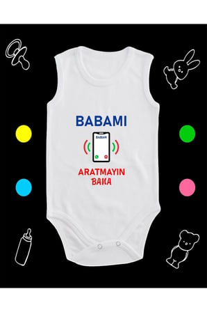 Pamuklu Babamı Aratmayın Bana Cep Telefon Baskılı Penye Bebek Body Çıtçıtlı Badi Zıbın BABECT115