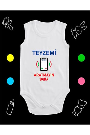 Pamuklu Teyzemi Aratmayın Bana Cep Telefon Baskılı Penye Bebek Body Çıtçıtlı Badi Zıbın TABCT 123