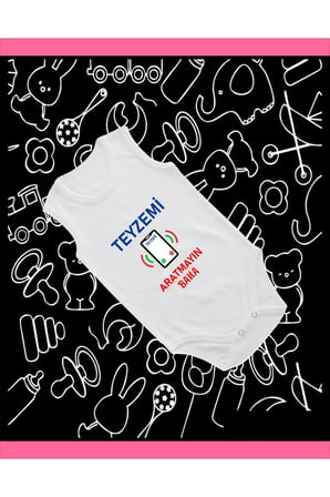 Pamuklu Teyzemi Aratmayın Bana Cep Telefon Baskılı Penye Bebek Body Çıtçıtlı Badi Zıbın TABCT 123