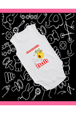 Pamuklu Anneannesinin Balı Baskılı Penye Bebek Body Çıtçıtlı Badi Zıbın ANNBL121