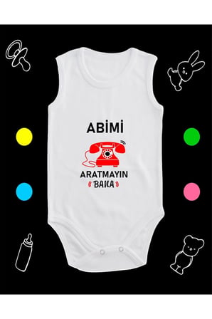 Pamuklu Abimi Aratmayın Nostalji Telefon Baskılı Penye Bebek Body Çıtçıtlı Badi Zıbın AABES113