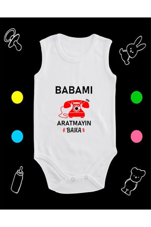 Pamuklu Babamı Aratmayın Nostalji Telefon Baskılı Penye Bebek Body Çıtçıtlı Badi Zıbın BABEES115