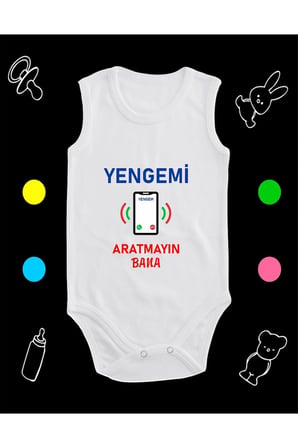 Pamuklu Yengemi Aratmayın Bana Cep Telefon Baskılı Penye Bebek Body Çıtçıtlı Badi Zıbın YABCT125