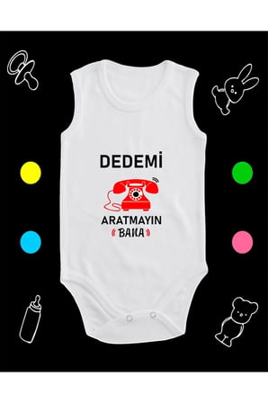 Pamuklu Dedemi Aratmayın Nostalji Telefon Baskılı Penye Bebek Body Çıtçıtlı Badi Zıbın DABES119