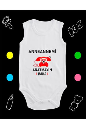 Pamuklu Anneannemi Aratmayın Nostalji Telefon Baskılı Penye Bebek Body Çıtçıtlı Badi Zıbın ANABES129