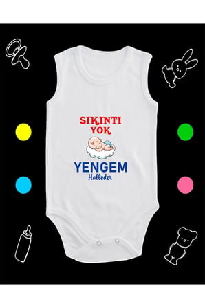 Pamuklu Sıkıntı Yok Yengem Halleder Baskılı Penye Bebek Body Çıtçıtlı Badi Zıbın SYYH129