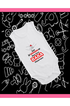 Pamuklu Bir Kahramanım Var Baba Diyorum Baskılı Penye Bebek Body Çıtçıtlı Badi Zıbın KVBD113