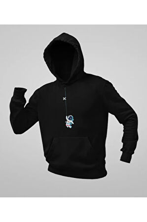 Tasarım Astronaut Baskılı Unisex Oversize Hoodie
