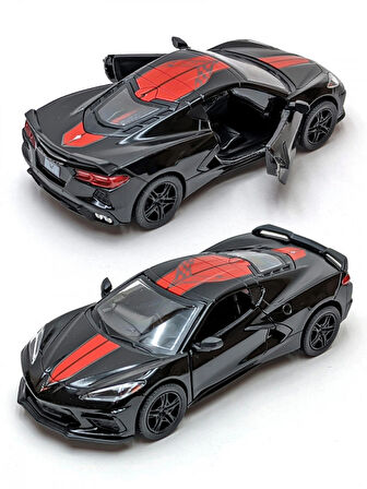 Kinsmart 2021 Chevrolet Corvette Stingray C8 Livery Edition Diecast Car Set Siyah