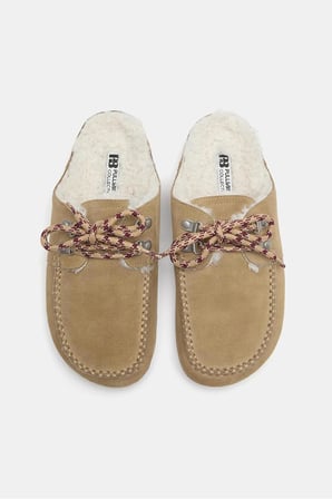 ALLBUCKS PULL & BEAR Bağcıklı Suni Yünlü Hakiki Deri Clog Terlik ABPNB00026