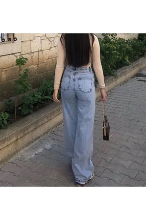 Rotii Mavi Kar Yıkama Power Likralı Süper Yüksek Bel Salaş Paça Jean Palazzo 2024