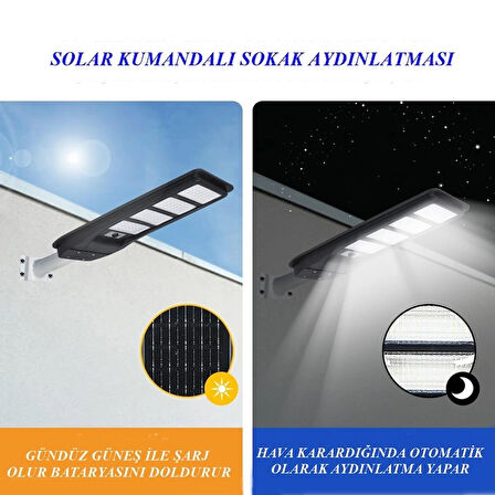 400w Güneş Enerjili Profesyonel Sokak Aydınlatması Uzaktan Kumandalı Sensörlü Led Projektör IP65