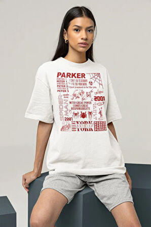 Peter Parker 2001 Spider-Man Baskılı Unisex Oversize Marveel Tişört
