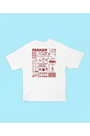 Peter Parker 2001 Spider-Man Baskılı Unisex Oversize Marveel Tişört