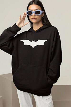 Batman Logo Baskılı Unisex Oversize Dc Karakter Hoodie