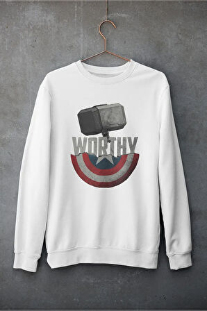 Worthy Thor x Kaptan Amerika Tasarım Baskılı Unisex Oversize Sweatshirt