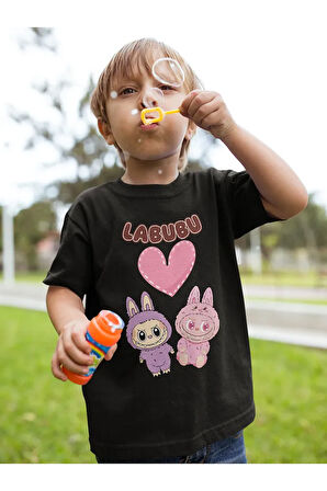 Labubu Baskılı Unisex Çizgi Film Çocuk Tişört (1-12 Yaş)