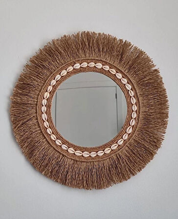 Duvar Süsü Boncuklu Aynalı Rafya