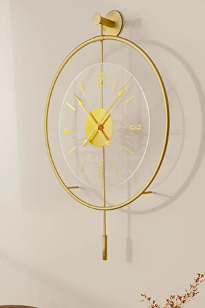 3'lü Luxry Gold Şefaf (YENİ TAMPERLİ KIRILMAZ CAM) - (50X75CM) Metal (MOBİLYA) Duvar Saat