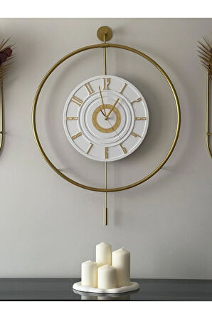 12-24h (XXL)60x80cm - Gold Meta Kristal (LEDLİ KABLOSUZ SAAT) , Metal (mobilya) Duvar Saati