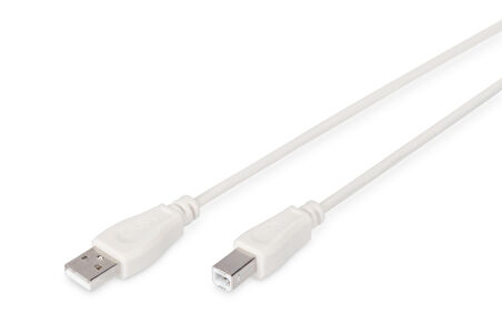 USB 2.0 Bağlantı Kablosu, USB A Erkek - USB B Erkek, 1.8 metre, AWG 28, USB 2.0 uyumlu, UL, bej renk