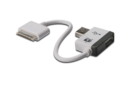 Digitus Mobil Taşınabilir Cihazlar için Evrensel Şarj Kablosu, USB A Dişi &lt;-&gt; Apple 30pin Erkek, 1 port USB 2.0 Hub özelliği