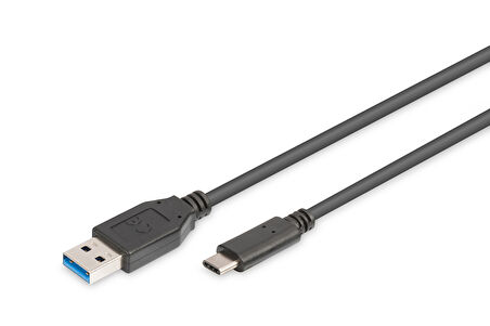 USB Tip C Bağlantı Kablosu, USB Tip C Erkek (USB 3.1/3.0/2.0) - USB Tip A Erkek (USB 3.0/2.0),  1 metre, AWG 24/28, 2x zırhlı, UL, nikel kaplama, siyah renk, &lt;b&gt;Super Speed&lt;/b&gt;