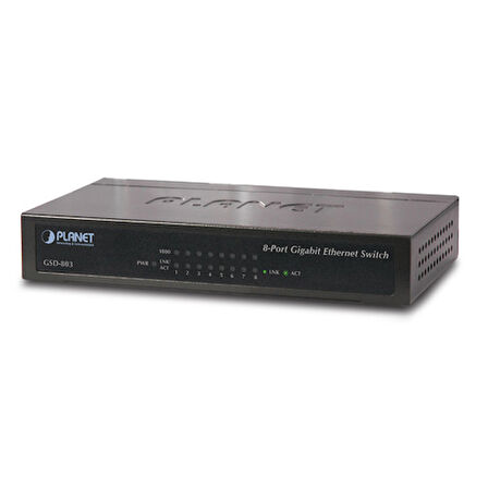 Yönetilemeyen Switch (Unmanaged Switch)&lt;br&gt;
8-Port 10/100/1000Base-T&lt;br&gt;
Harici güç adaptörü