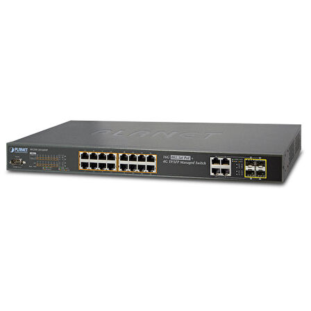L2+ Yönetilebilir Switch (L2+ Managed Switch)&lt;br&gt;
16-Port 10/100/1000Base-T IEEE 802.3 at/af PoE+ Injector (Port başına 30.8 watt) (PoE Güç Bütçesi maks. 230 watt)&lt;br&gt;
4-Port 10/100/1000Mb