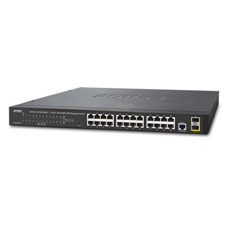 Yönetilebilir Gigabit Switch (Managed Gigabit Switch)&lt;br&gt;
24-port 10/100/1000Base-T&lt;br&gt;
2 x 100/1000BASE-X mini-GBIC/SFP yuva&lt;br&gt;
1 x Konsol port&lt;br&gt;
Reset düğmesi (sistem fabr