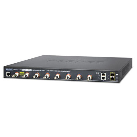 8-port Coax + 2-port 10/100/1000T + 2-port 100/1000X SFP Long Reach PoE over Coaxial Managed Switch