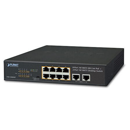 Yönetilemeyen Masaüstü Tip Switch (Unmanaged Desktop Switch)&lt;br&gt; 
8-Port 10/100TX IEEE 802.3at/af PoE+ Injector (Port başına 30.8 watt) (Port-1 ile Port-8 arası)
(PoE Güç Bütçesi maks. 120 Watt)