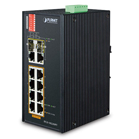 Endüstriyel Tip Yönetilemeyen PoE+ Switch (Industrial Unmanaged PoE+ Switch)&lt;br&gt;8-Port 10/100TX IEEE 802.3at/af PoE+ Injector (Port başına 30.8 watt) (PoE Güç Bütçesi maks. 240 watt)&lt;br&gt;