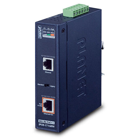 Endüstriyel Tip Tek Port Multi-Gigabit 802.3bt PoE++ Injector (95 Watt, -40~75 derece C, 12~48V DC)&lt;br&gt;Industrial Single-Port Multi-Gigabit 802.3bt PoE++ Injector (95 Watts, -40~75 degrees C, 1