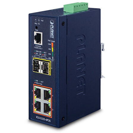 Endüstriyel Tip Yönetilebilir Ethernet Switch (Industrial Managed Ethernet Switch)&lt;br&gt;
Basic L3&lt;br&gt;
4-Port 10/100/1000T 802.3at/af PoE+ Injector (Port-1 ile Port-4 arası) (Port başına 36 w