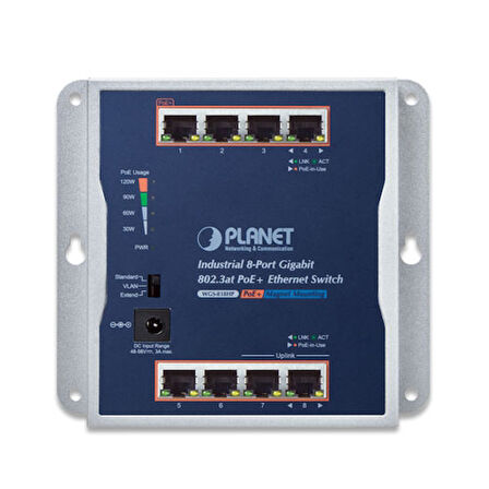 Endüstriyel Duvar Tip Yönetilemeyen PoE+ Switch (Industrial 8-Port 10/100/1000T 802.3at PoE+ Wall-mounted Gigabit Ethernet Switch)&lt;br&gt;
8-Port 10/100/1000Base-T IEEE 802.3at/af PoE+ Injector (Por