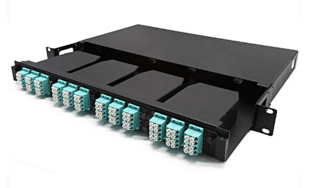 BN-19FPMPO-4 Panel için MPO Kaset OM3; 2 x MPO Adaptör, 12xLC Dublex Adaptör, 2 x 6LC Duplex OM3 MPO Bağlantı Kablosu Dahil (4 port BN-19FPMPO-4 model MPO Boş Patch Panel haricen temin edilmelidir)