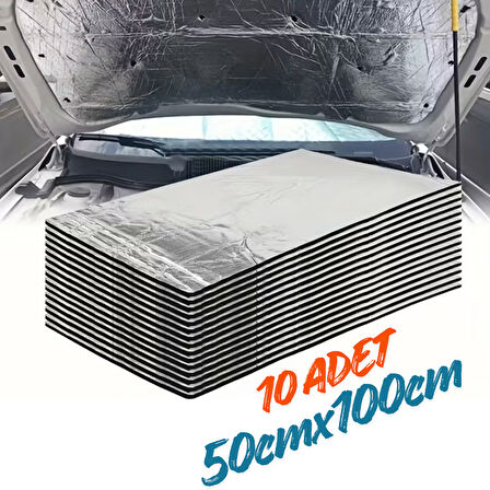 Araç Oto Kaput Kapı Taban Davlumbaz Ses Yalıtım Malzemesi 6mm Alm. Folyolu Kauçuk 50cmx100cm 10adet