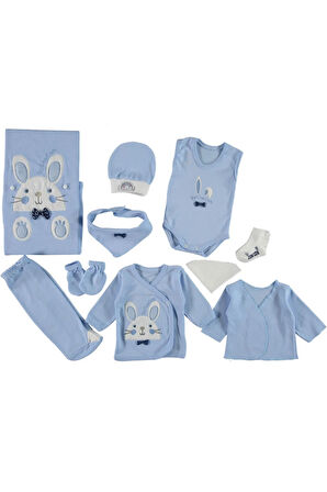 APYONLU TAVŞAN NAKIŞLI 10'LU ZIBIN SETİ HASTANE ÇIKIŞI %100 PAMUKLU