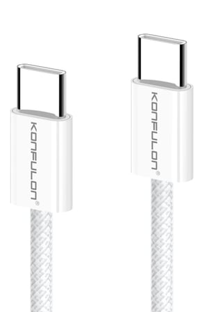 Dc130 2M 60W Type-C To Type-C Örgülü Hızlı Şarj Kablosu - Beyaz
