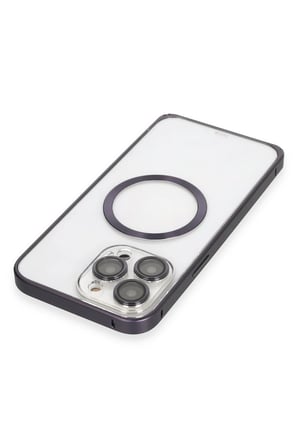 14 Pro Kılıf Metal Bumper Magneticsafe Kapak - Derin Mor